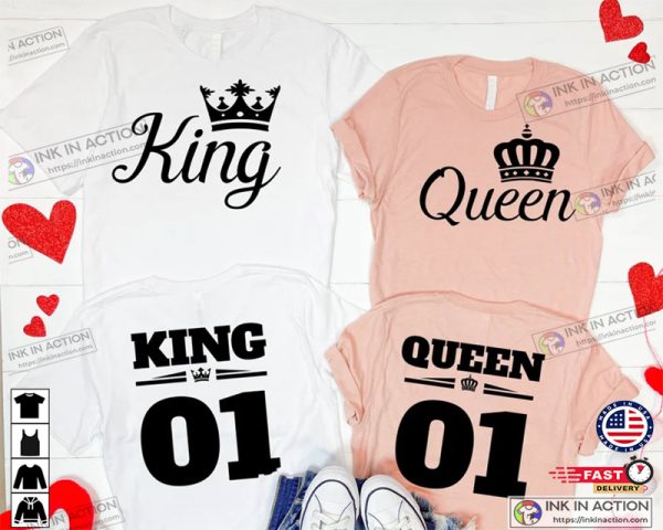 King Queen Crown Matching Couple Shirts