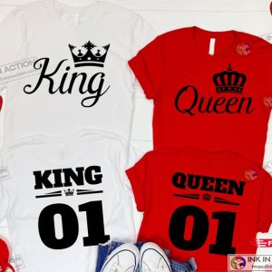 King Queen Crown Matching Couple King and Queen Shirt For Couple Valentines Day Shirt Gifts 3