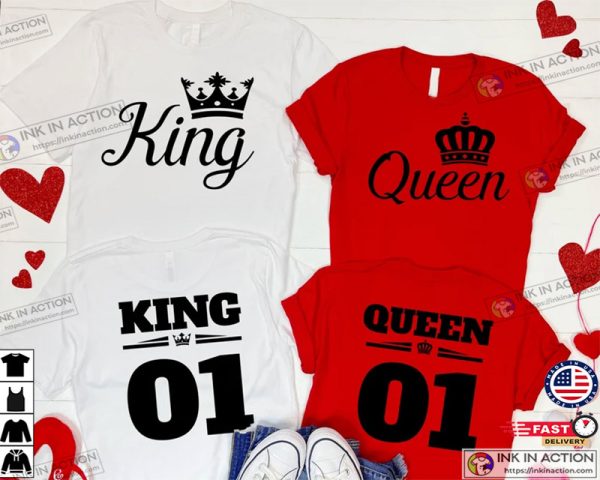 King Queen Crown Matching Couple Shirts