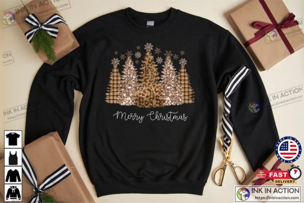 Leopard Merry Christmas Trees Shirt