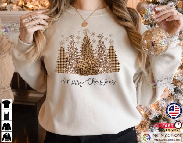 Leopard Merry Christmas Trees Shirt