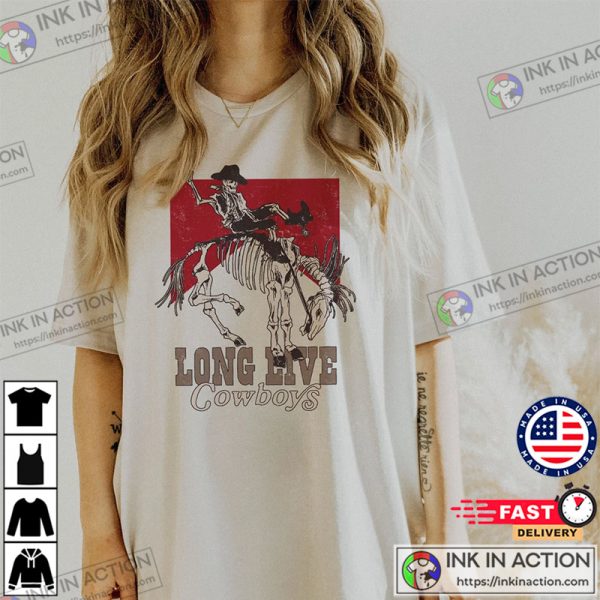 Western Long Live Cowboys Skeleton Shirt