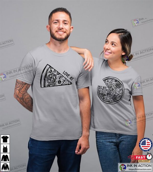 Love At First Bite Pizza Matching Couples Shirt