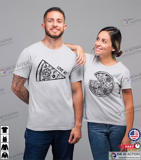 Love At First Bite Pizza Matching Couples Shirt