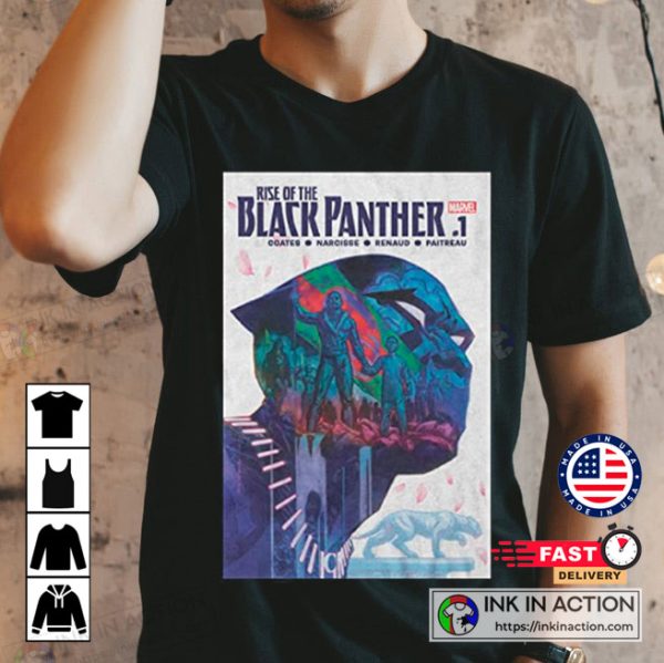 Marvel Black Panther Shirt Rise of The Black Panther Comic Book Cover T-Shirt