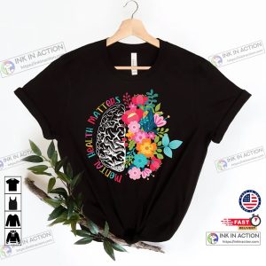 Floral Brain Mental Health Plant Lovers T-Shirt 4