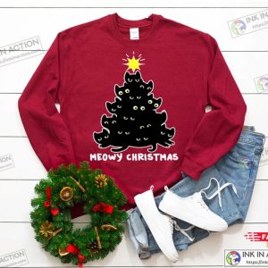 Meowy Christmas Funny Ugly Christmas Sweaters Cat Meowy Christmas Shirt Family Christmas 1