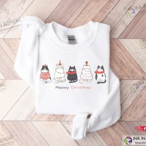 Meowy Christmas SweatshirtHappy Cat Year ShirtFunny Christmas Cat Shirt 3