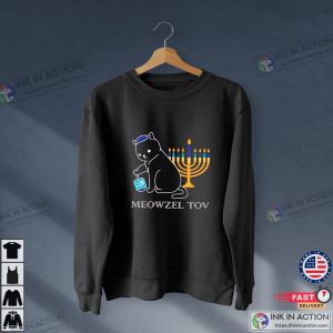 Meowzel Tov Dreidel Menorah Cat Chanukah Gift Funny Hanukkah Shirt 3