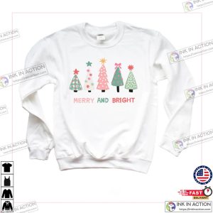 Cute Pink Christmas Trees Sweatshirt Holiday Outfit 1