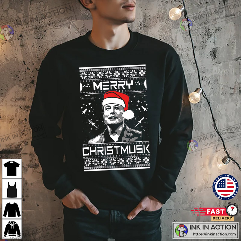 Merry Christmusk Funny Elon Musk Meme Ugly Christmas Sweater