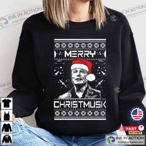 Merry Christmusk Funny Elon Musk Meme Ugly Christmas Sweater Unisex Crewneck Graphic Sweatshirt Musk 3