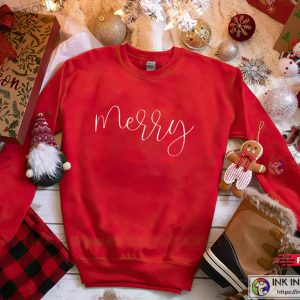 Merry Crewneck Sweater Christmas Crewneck Sweater Red Warm Cozy 3