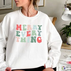 Merry Everything Shirt Holiday Outfit Retro Groovy XMAS Shirts 4
