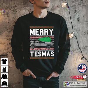 Merry Tesmas Cybertruck Electric Car, Truck Elon Musk Futuristic Technology Meme, Rocket Space Xmas Holiday Party