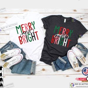 Merry and Bright Colorful Christmas Tee 3