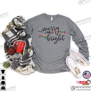 Merry and Bright Shirt Christmas Lights Shirt Gift for Christmas 2