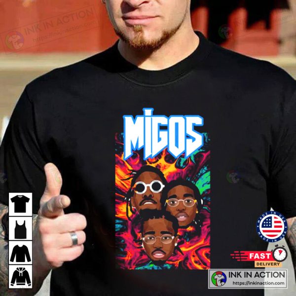 Migos Merch Offset Quavo Takeoff T-shirt Trap Music Rapper Rap Hip Hop Concert