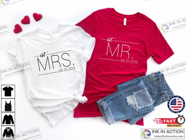 Mr and Mrs Shirt, Just Married Shirt, Honeymoon Shirt, Wedding Shirt, Wife And Hubs Shirts