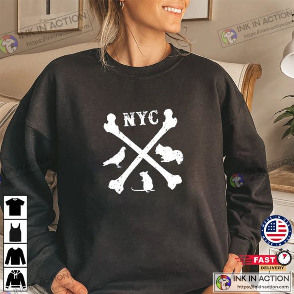NYC New York City Crossbones and New York Fauna Animals Rats Pigeons and Squirrel Rats In New York City Shirt