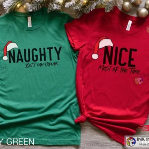 Naughty and Nice Shirt, Christmas Matching T-shirts For Couples