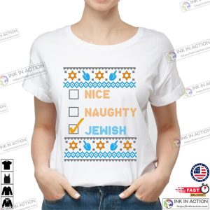 Nice Naughty Jewish Ugly Hanukkah Sweater Chanukah Ugly T Shirt 2