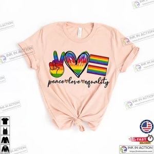 Peace Love Equality Rainbow Flag Gay Pride Shirt