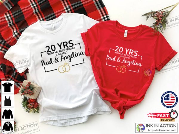 Personalized Anniversary Couples Shirts, 20th Anniversary Gifts For Women And Men, Custom Couple Tee