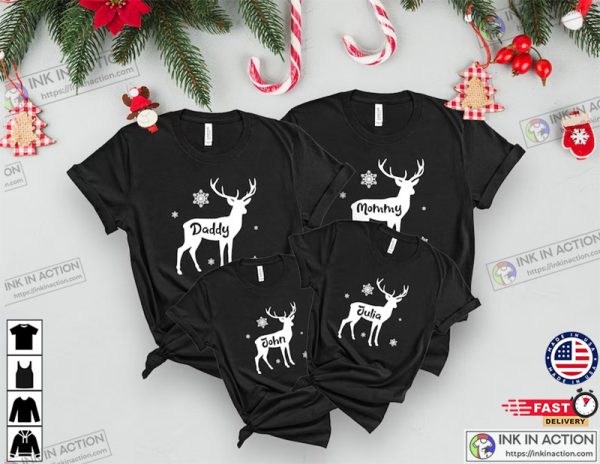 Personalized Reindeer Custom Family Christmas Shirts