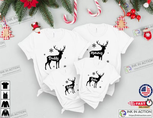 Personalized Reindeer Custom Family Christmas Shirts