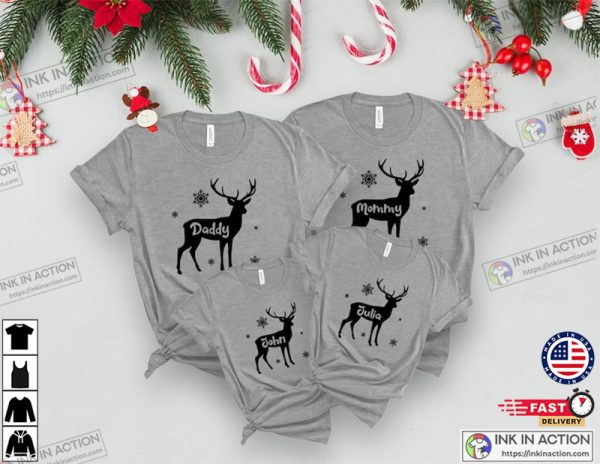 Personalized Reindeer Custom Family Christmas Shirts