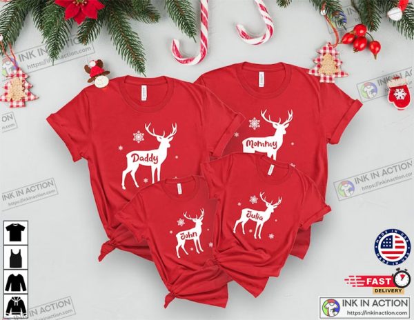 Personalized Reindeer Custom Family Christmas Shirts