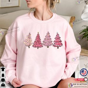 Pink Christmas Shirt Ugly Christmas Sweater Women Pink Christmas Winter Tree Sweatshirt 5