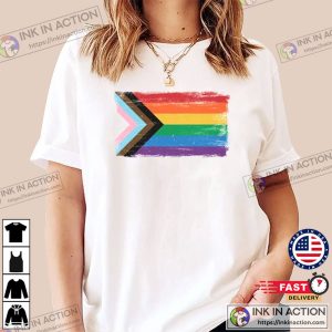 Progress Pride Flag T-Shirt – LGBTQ+ BIPOC Rainbow – Gay Pride – Trans Pride