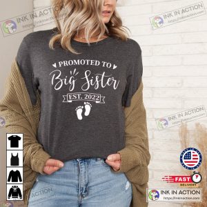 Promoted to Big Sister Shirt Pregnancy Reveal Baby Reveal Tshirt 2
