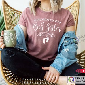 Promoted to Big Sister Shirt Pregnancy Reveal Baby Reveal Tshirt 3
