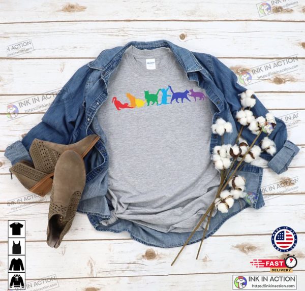 Rainbow Cute Cat Lover Pride Shirt Gay Ally