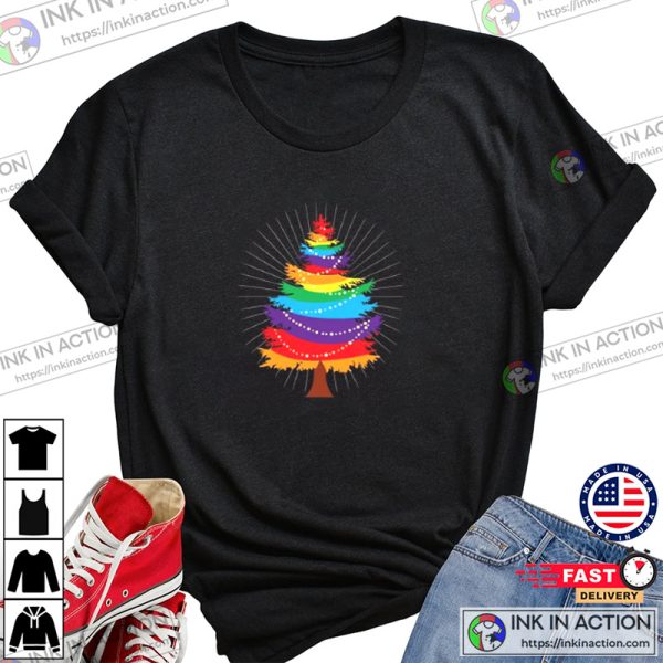 Rainbow Colors Christmas Tree Christmas Party T-Shirt