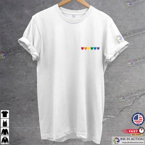 Rainbow Heart Shirt pocket size T Shirt. Perfect gift. LGBT tee 3