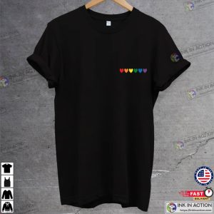 Rainbow Heart Shirt pocket size T Shirt. Perfect gift. LGBT tee 4