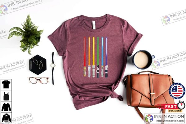 Rainbow Lightsaber Shirt Star LGBT Apparel Pride Flag Gift