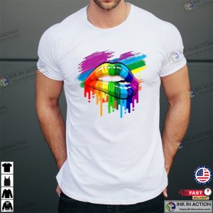 Rainbow Pride T Shirt Lips Lgbt Proud Gay Soho London Art Retro Cool Tee 1