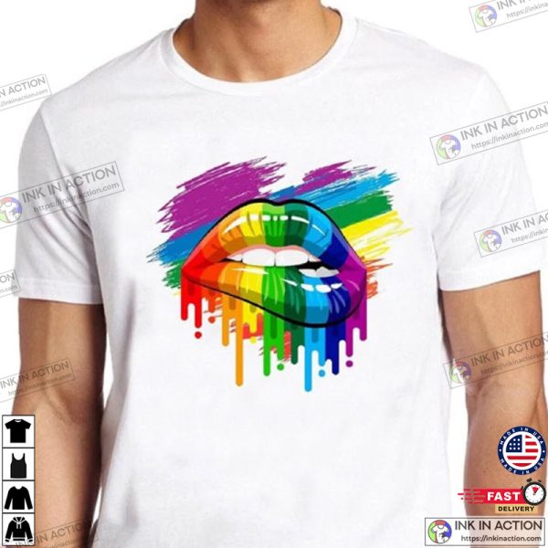 Rainbow Pride Lips Lgbt Proud Gay Soho London Art Retro Cool Tee