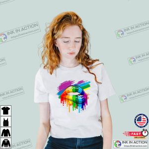 Rainbow Pride T Shirt Lips Lgbt Proud Gay Soho London Art Retro Cool Tee 3