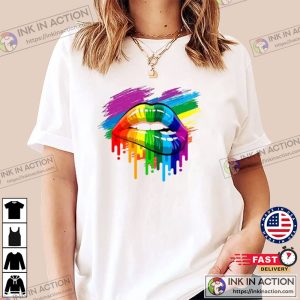 Rainbow Pride T Shirt Lips Lgbt Proud Gay Soho London Art Retro Cool Tee 4