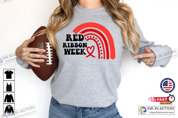 Red Ribbon Week Boho Rainbow Sweatshirt