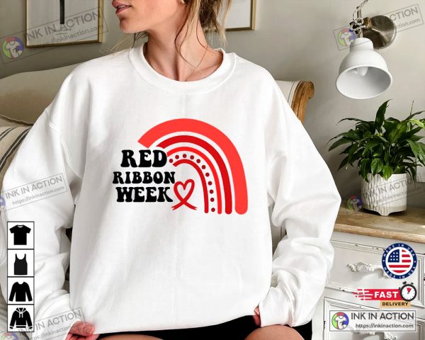 Red Ribbon Week Boho Rainbow Sweatshirt