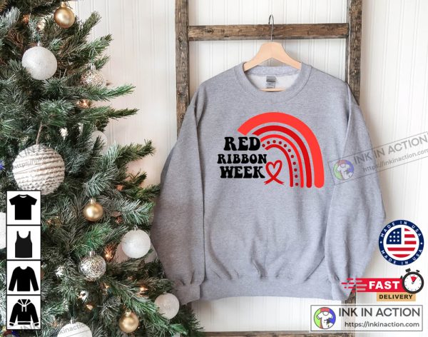 Red Ribbon Week Boho Rainbow Sweatshirt