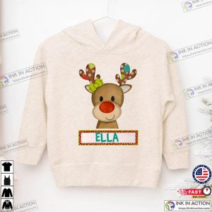 Reindeer Custom Kid Name Christmas Shirt, Personalized Toddler Name Christmas Shirt, Baby Christmas Tee, Christmas Gift for Kid
