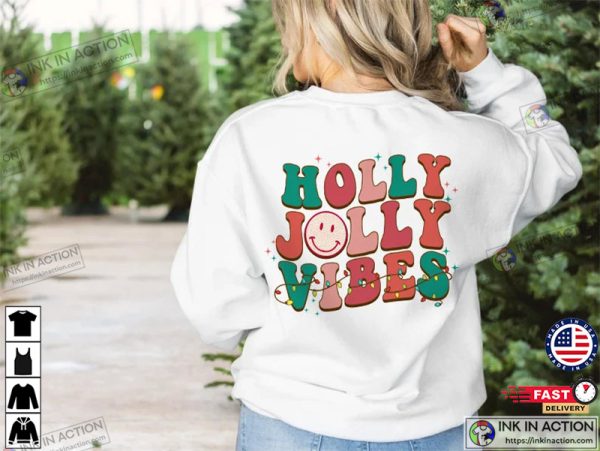 Retro Christmas Holly Jolly Vibes Shirt, Vintage Christmas Shirt